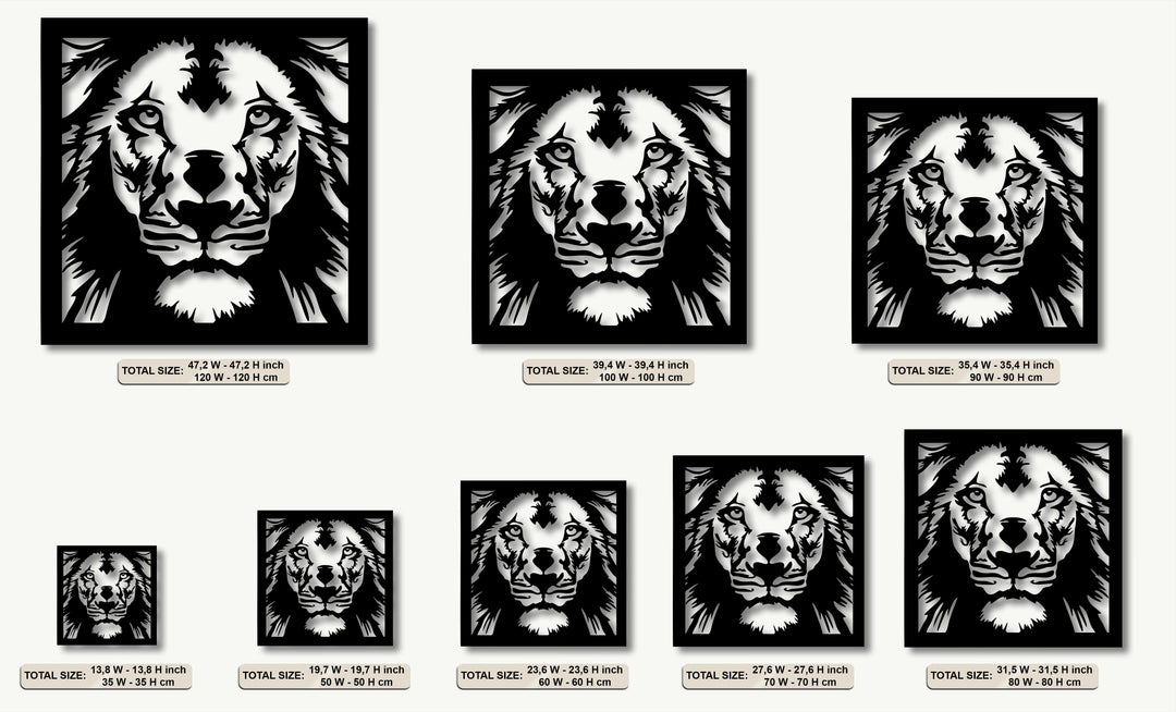 Majestic Lion Face – Bold Geometric Metal Wall Art