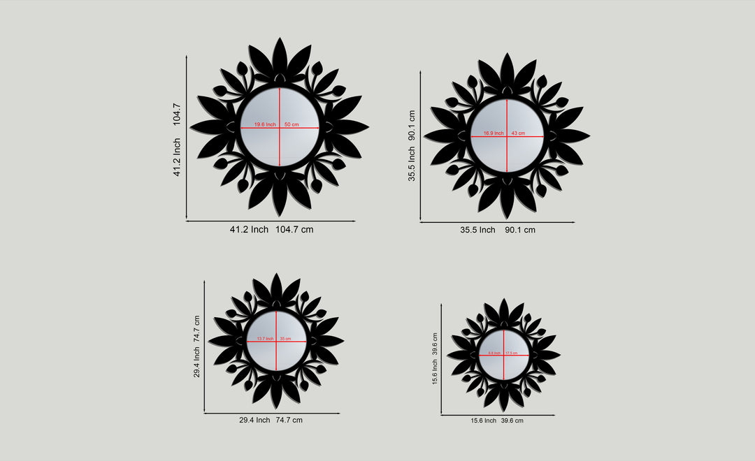 Floral Halo Round Decorative Wall Mirror – Modern Botanical Mirror Wall Decor