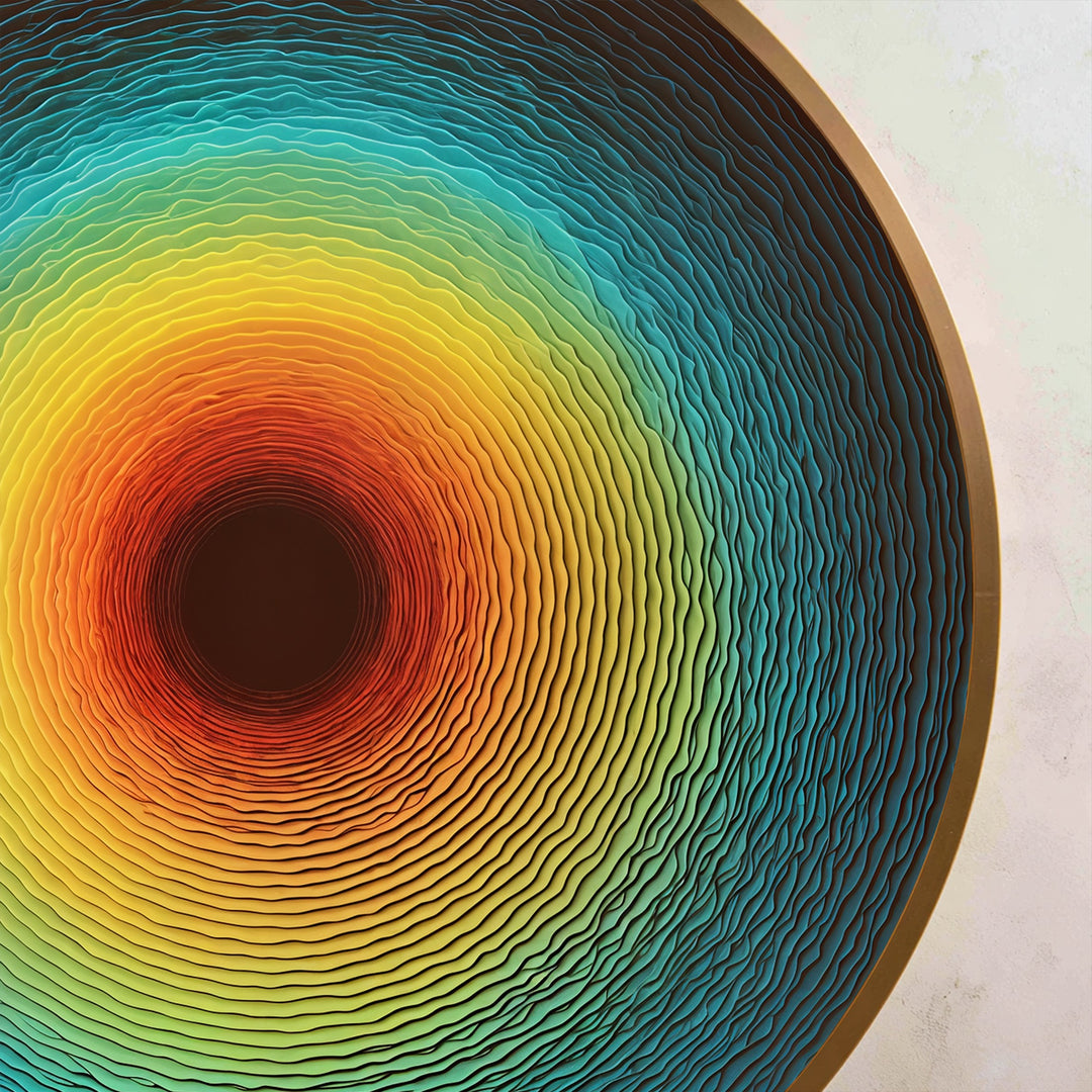 Disco de pulso solar – Círculo abstracto radiante Cuadro al óleo