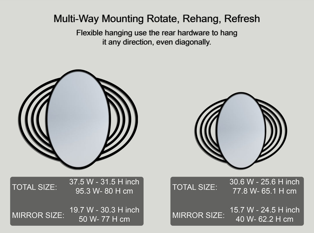 Cosmic Waves Oval Wall Mirror – Modern Layered Metal Mirror