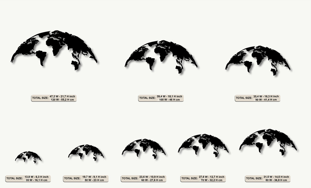 World Map Metal Wall Art – Modern Global Silhouette Decor