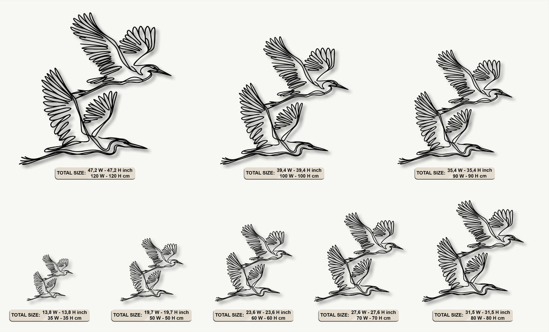 Graceful Flying Herons – Minimalist Metal Wall Art