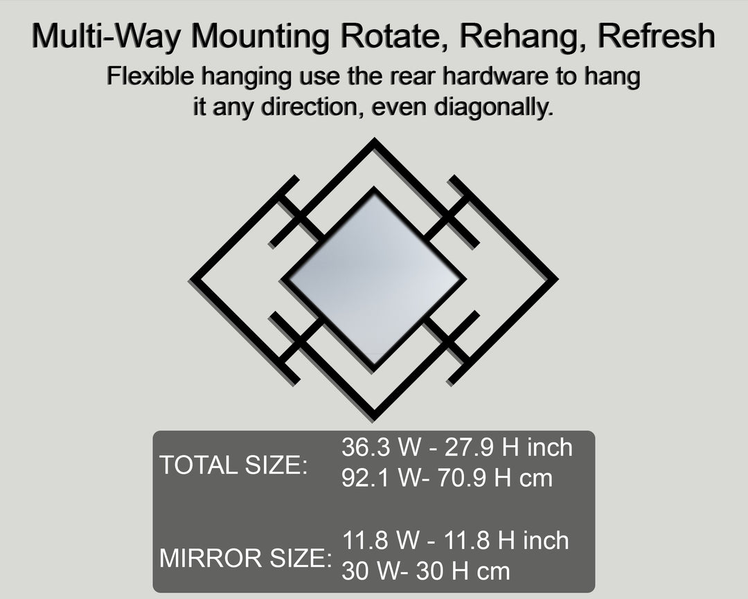 Offset Diamond Frame – Modern Geometric Metal Wall Mirror