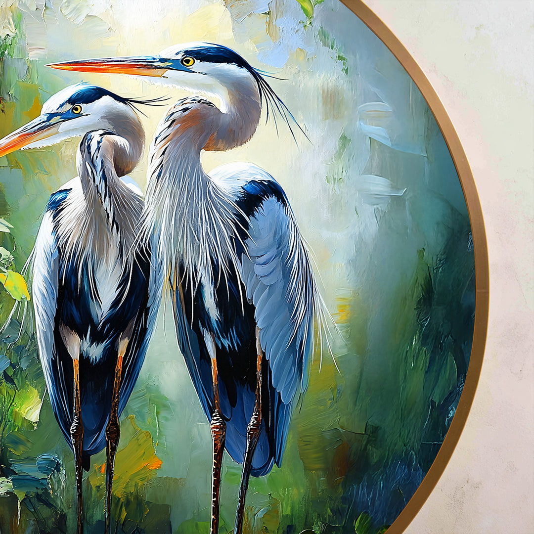 Twin Grace – Elegante pareja de garzas Cuadro al óleo