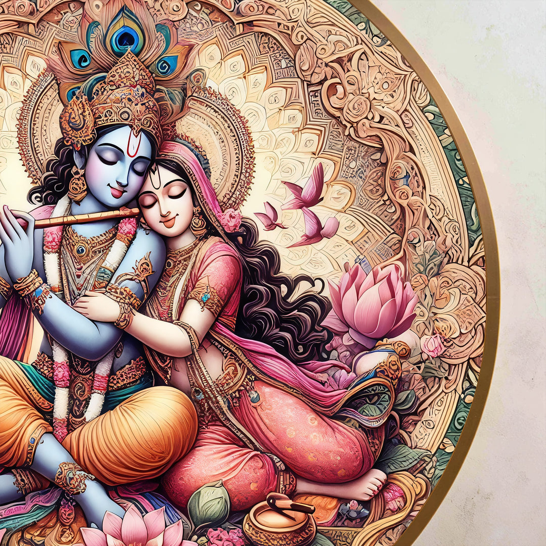 Devoción eterna – Radha Krishna Amor divino Cuadro al óleo