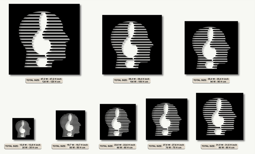 Modern Abstract Face Metal Wall Art – Minimal Line Portrait Decor