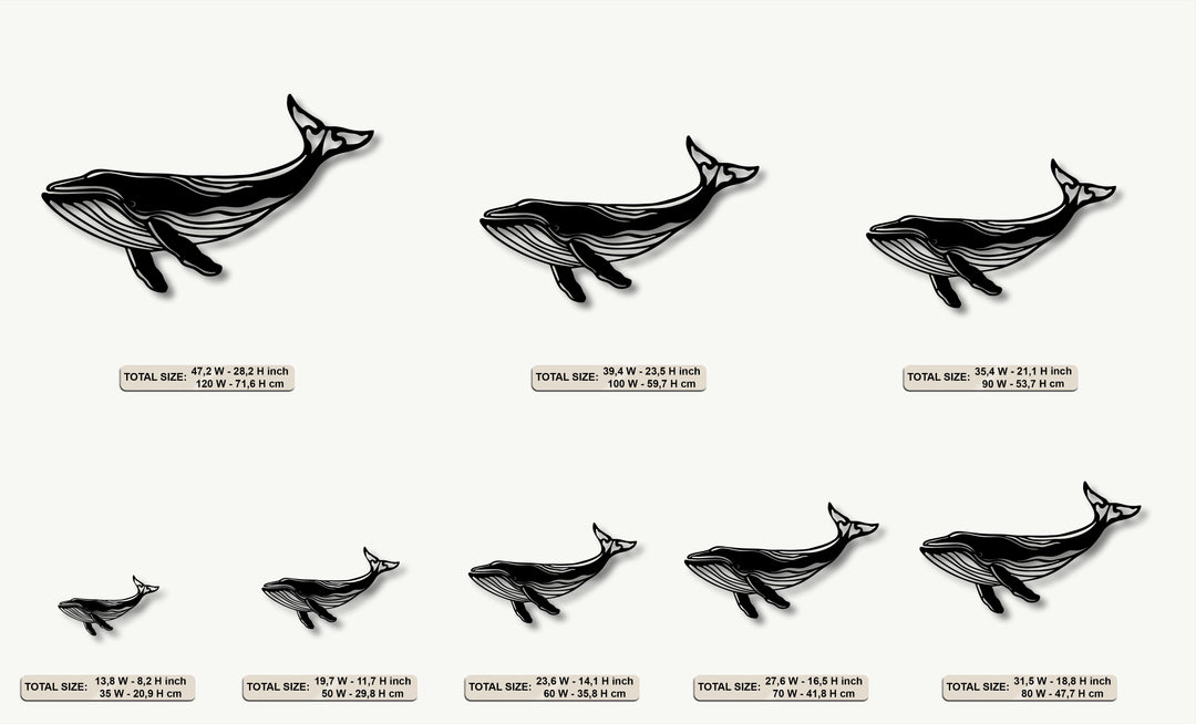 Majestic Whale Silhouette – Ocean-Inspired Metal Wall Art