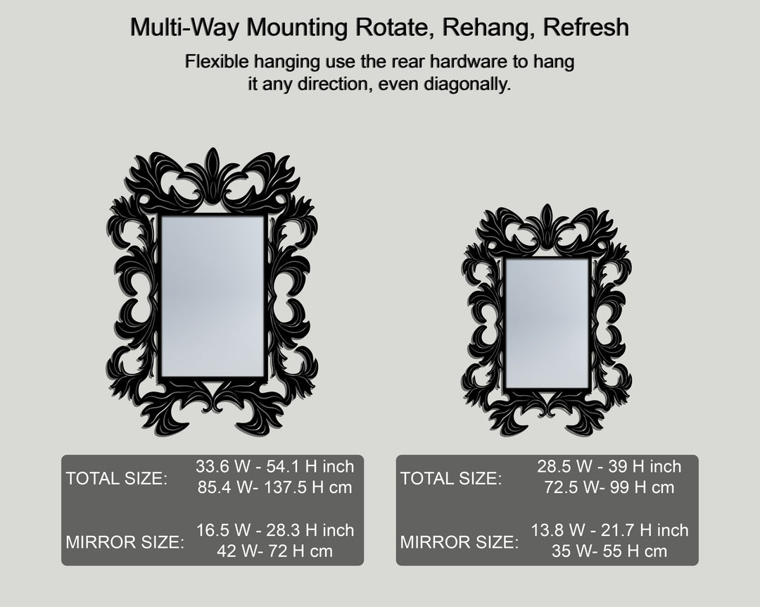 Ornate Baroque Frame Metal Wall Mirror – Classic Luxury Statement Design