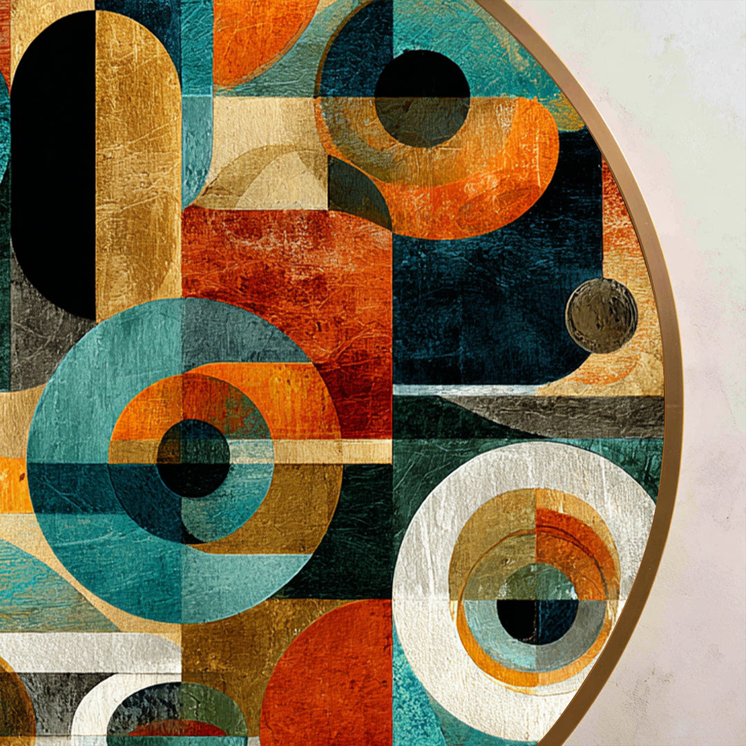 Círculos geométricos retro – Redondos abstractos Cuadro al óleo