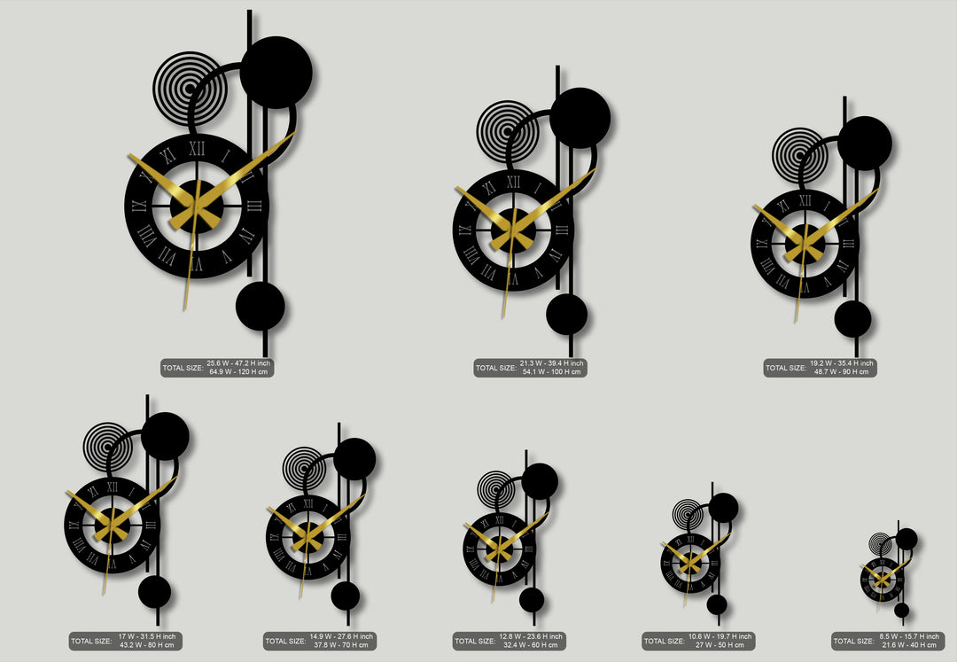 Modern Orbit Roman Metal Wall Clock – Abstract Vertical Wall Decor