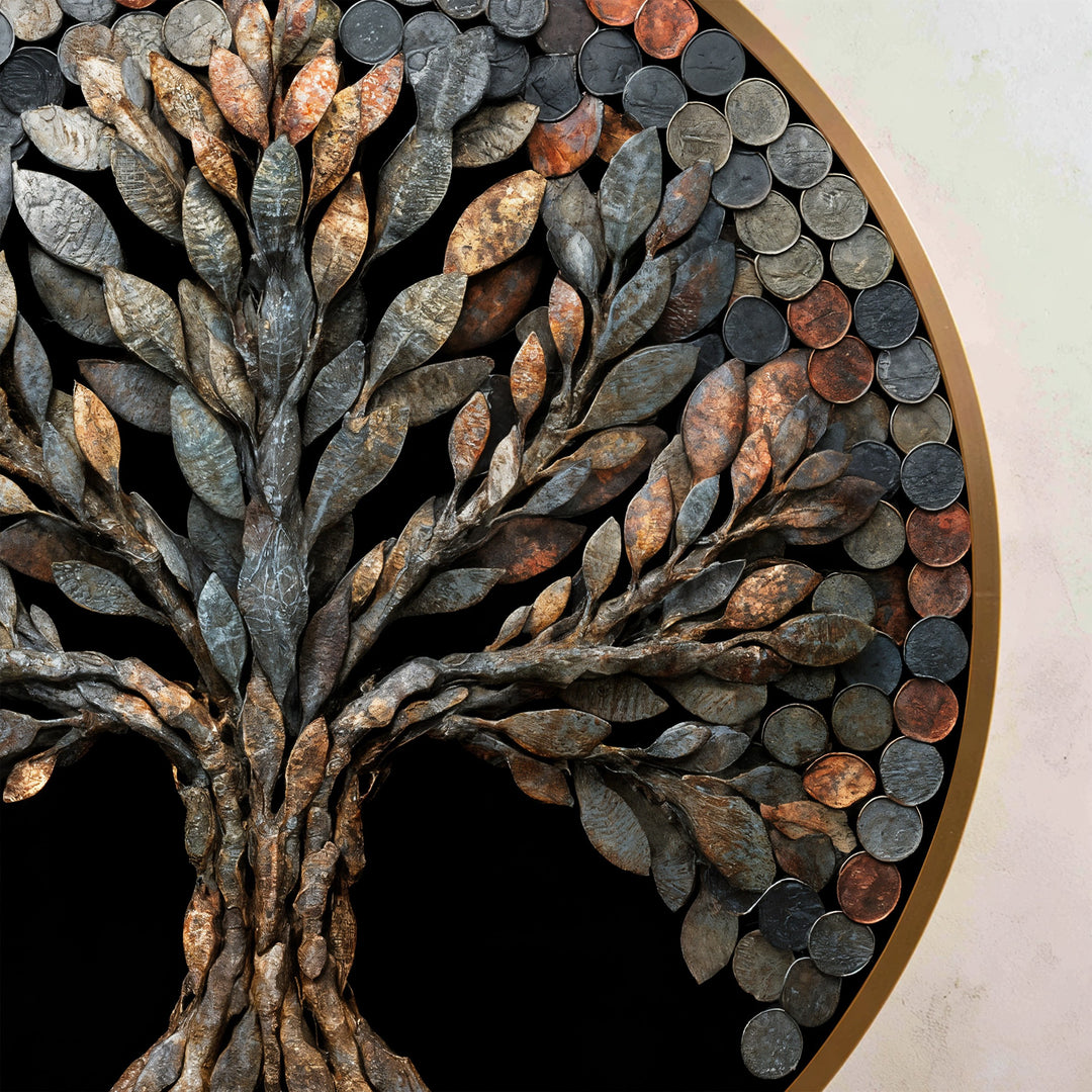 Porte-monnaie rustique–Rond en bois Tableau Peinture à l’huile Art mural