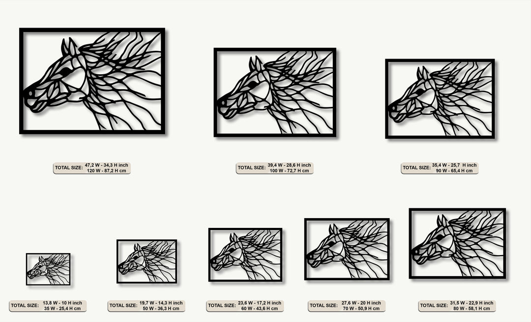 Wild Lines – Abstract Horse Portrait Metal Wall Art