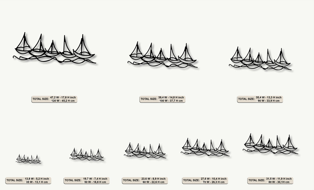 Sailing Rhythm – Minimal Boat Line Metal Wall Art