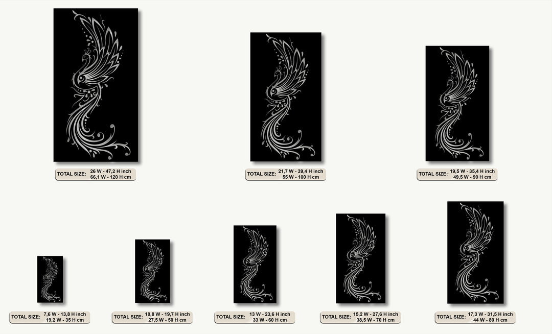 Elegant Phoenix Flow – Ornamental Bird Metal Wall Art