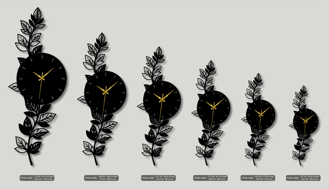 Botanical Leaf Metal Wall Clock – Modern Nature Inspired Decor