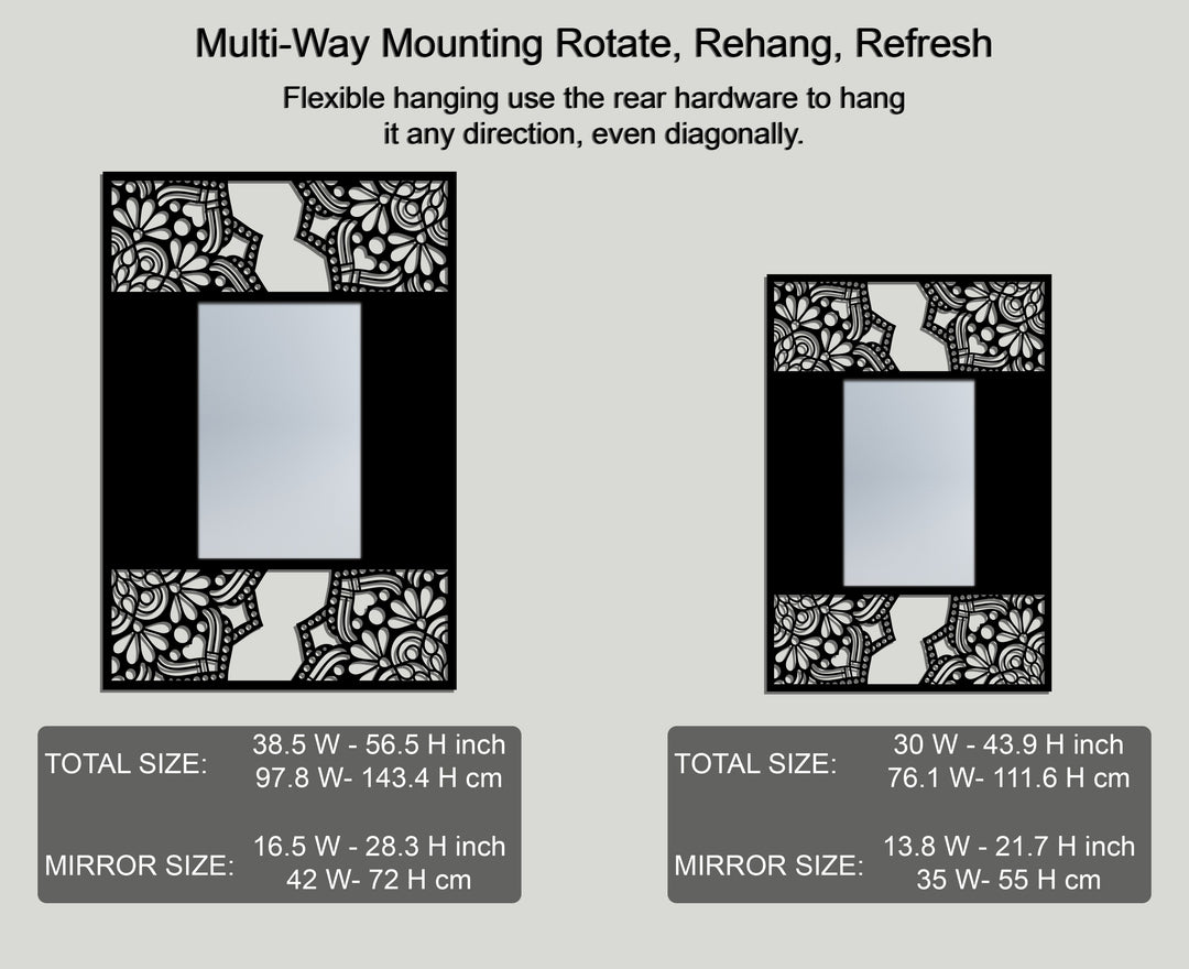 Floral Mandala Frame Metal Floor Mirror – Decorative Pattern Design
