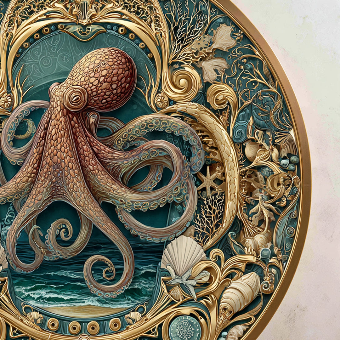Pulpo oceánico ornamentado – Ronda costera barroca Cuadro al óleo