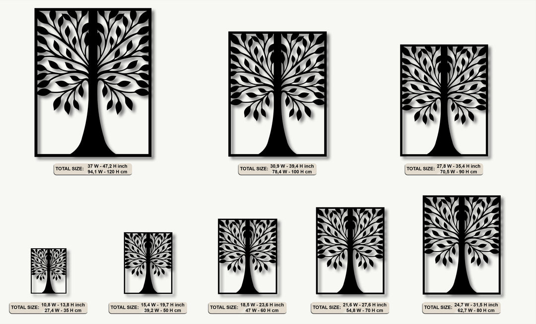 Symmetrical Leaf Tree Silhouette Metal Wall Art – Nature Inspired Minimalist Decor