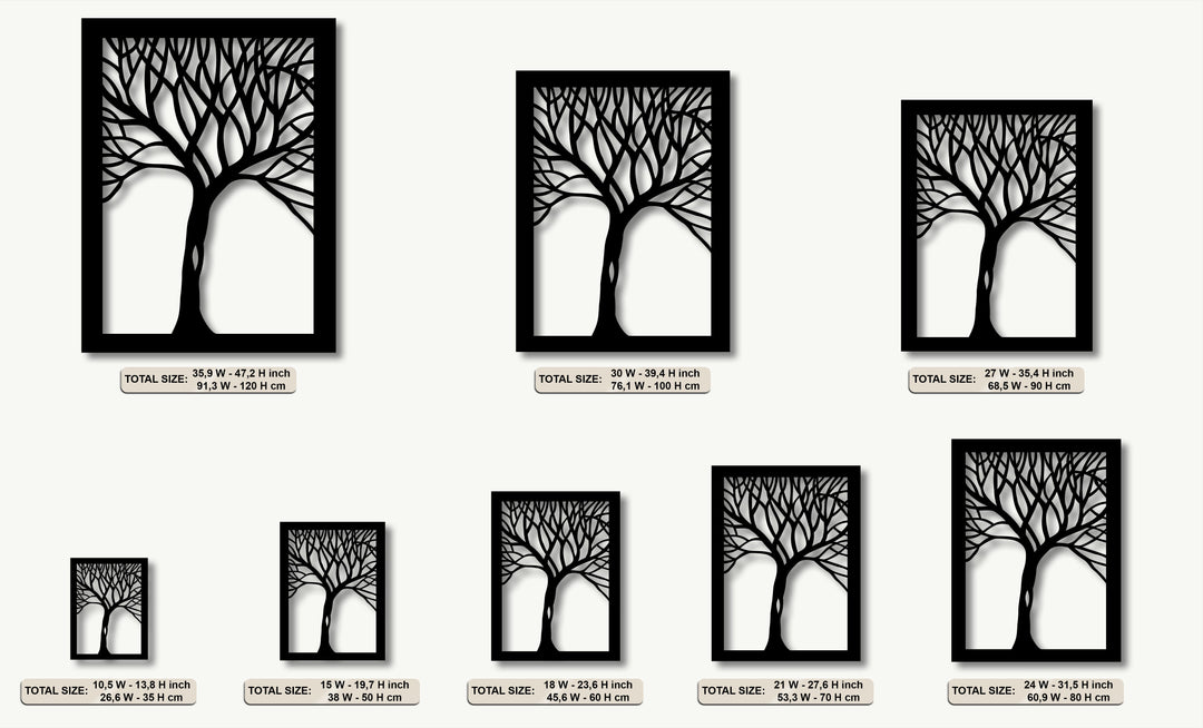 Abstract Tree Silhouette Frame – Modern Nature Metal Wall Art