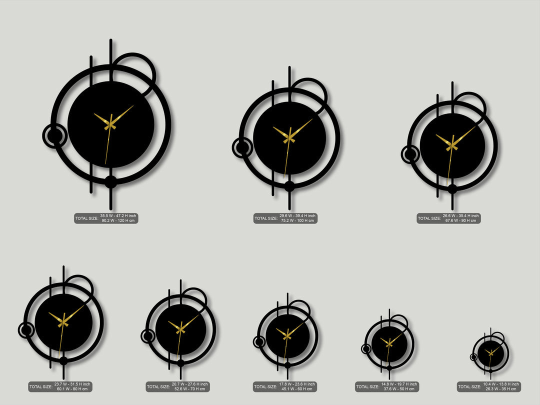 The organic forms of modern abstract metal wall clocks, featuring orbit-inspired circles and lines, provide unique decoration wall art.