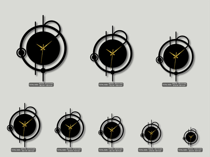 The organic forms of modern abstract metal wall clocks, featuring orbit-inspired circles and lines, provide unique decoration wall art.