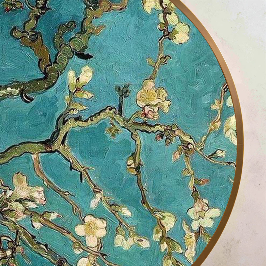 Blossoming Sky – Almond Branches Round Oil Painting