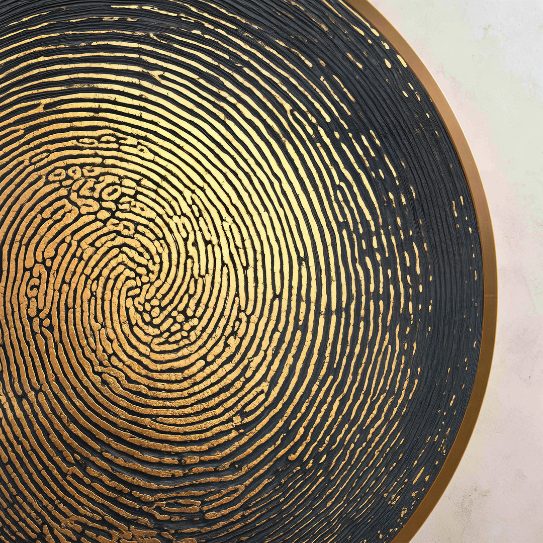 Golden Pulse–Bois rond abstrait Tableau Peinture à l’huile Art mural