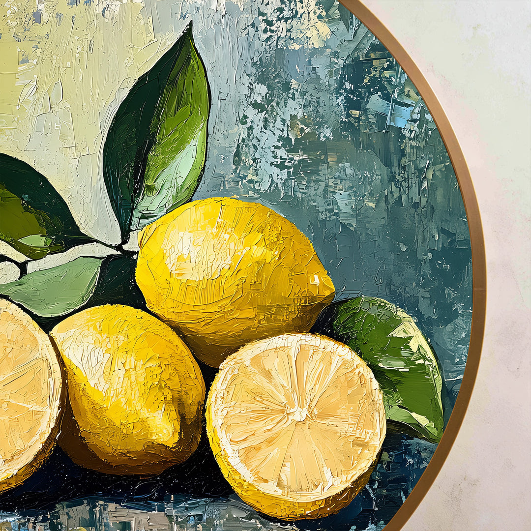 Cítricos iluminados por el sol – Bodegón de limón fresco Cuadro al óleo