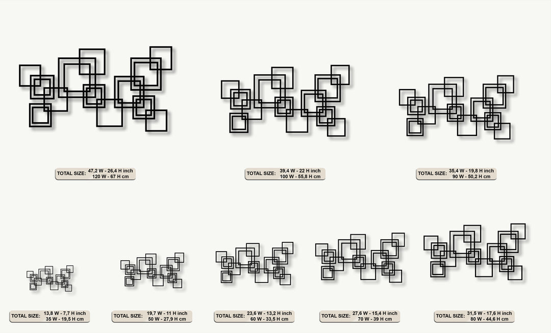 Interlocking Squares Metal Wall Art – Modern Geometric Design
