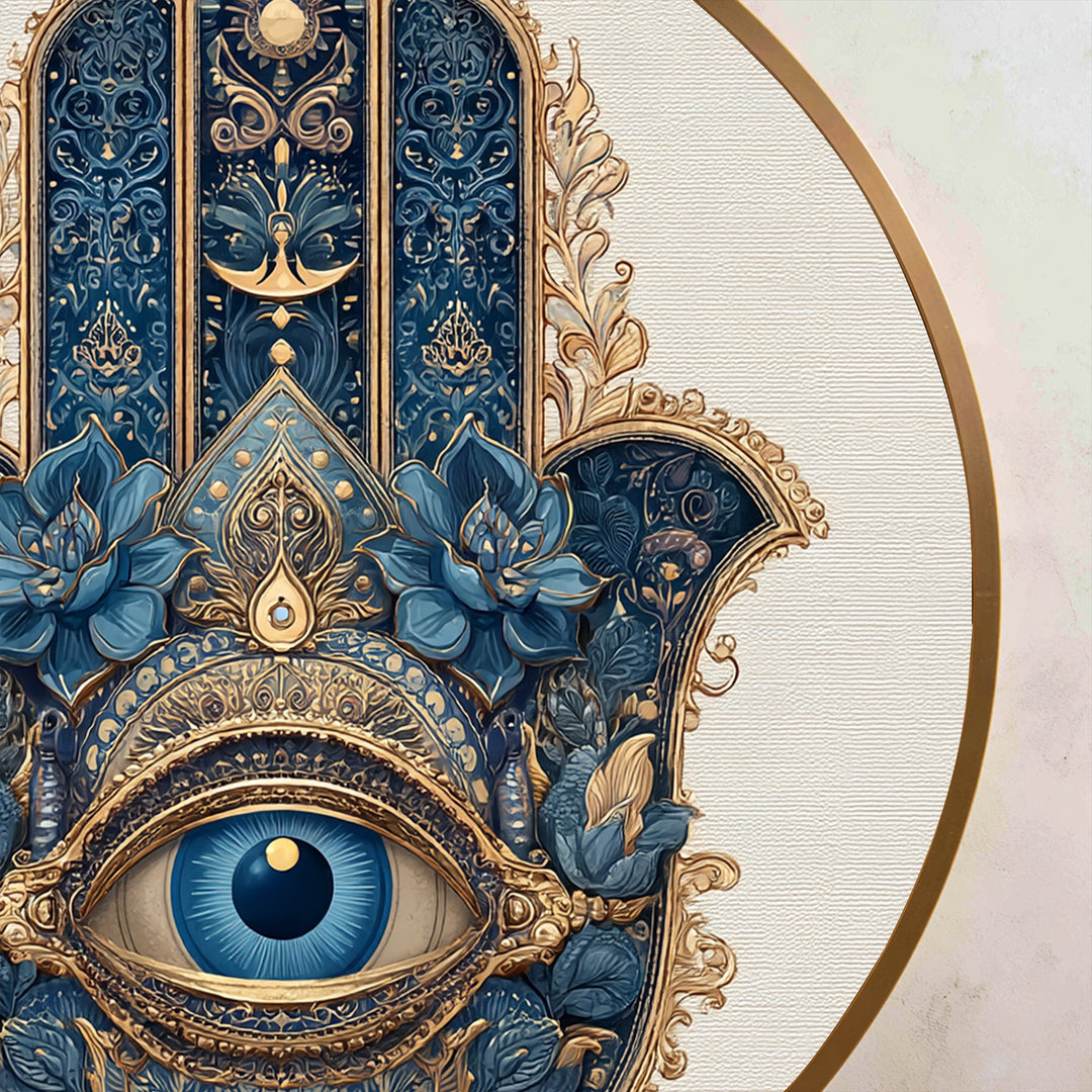 Visione Reale di Hamsa – Rotondo Spirituale Ornato Quadro a Olio