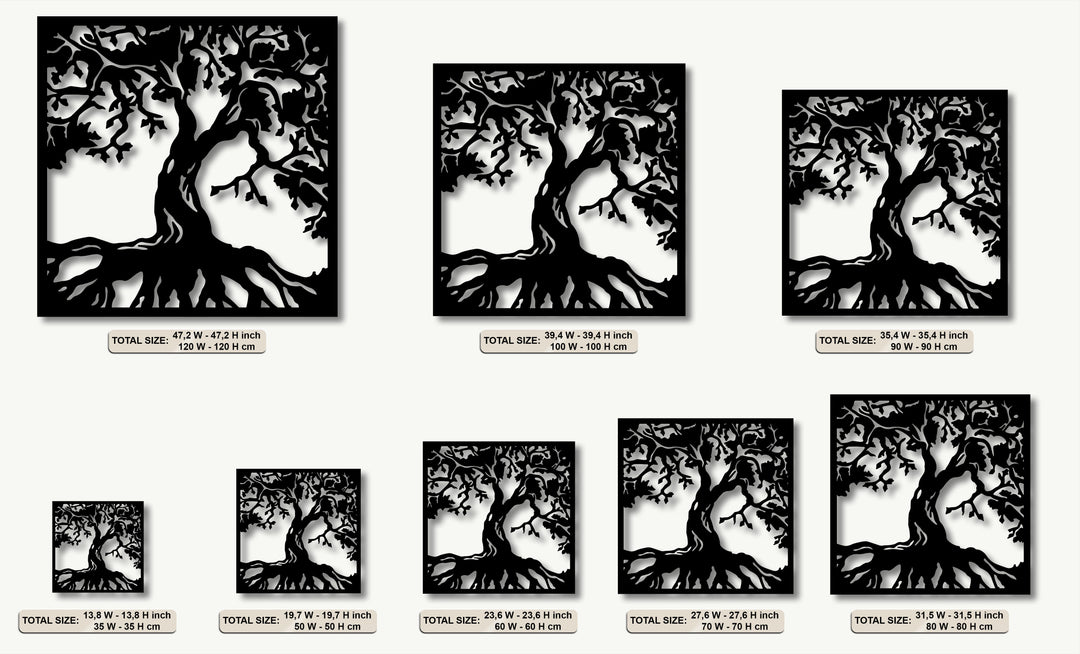 Majestic Tree Silhouette Metal Wall Art – Organic Nature Roots Decor