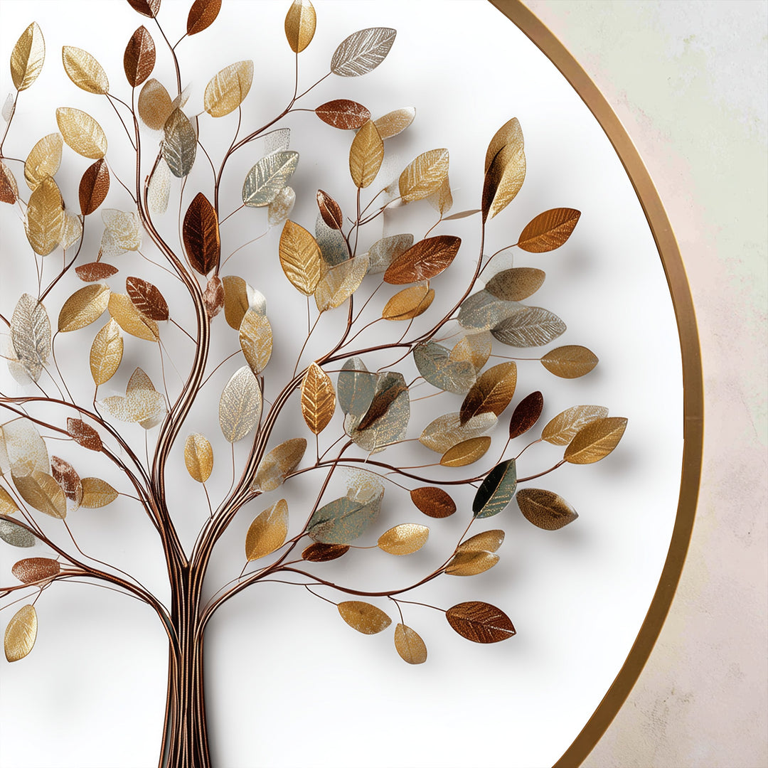 Árbol de hojas doradas – Elegante y redondo Cuadro al óleo