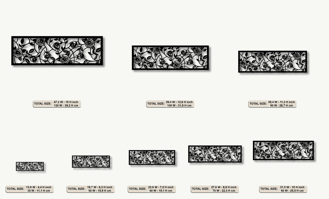 Rose Garden Metal Wall Art – Elegant Floral Vine Panel