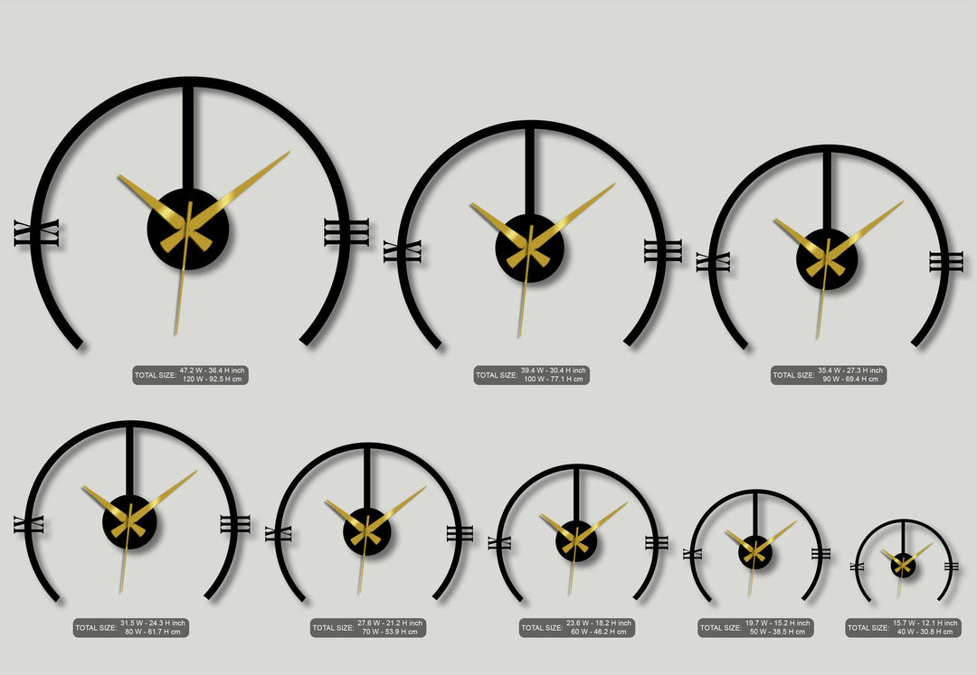 Modern Arch Metal Wall Clock – Minimalist Contemporary Wall Decor