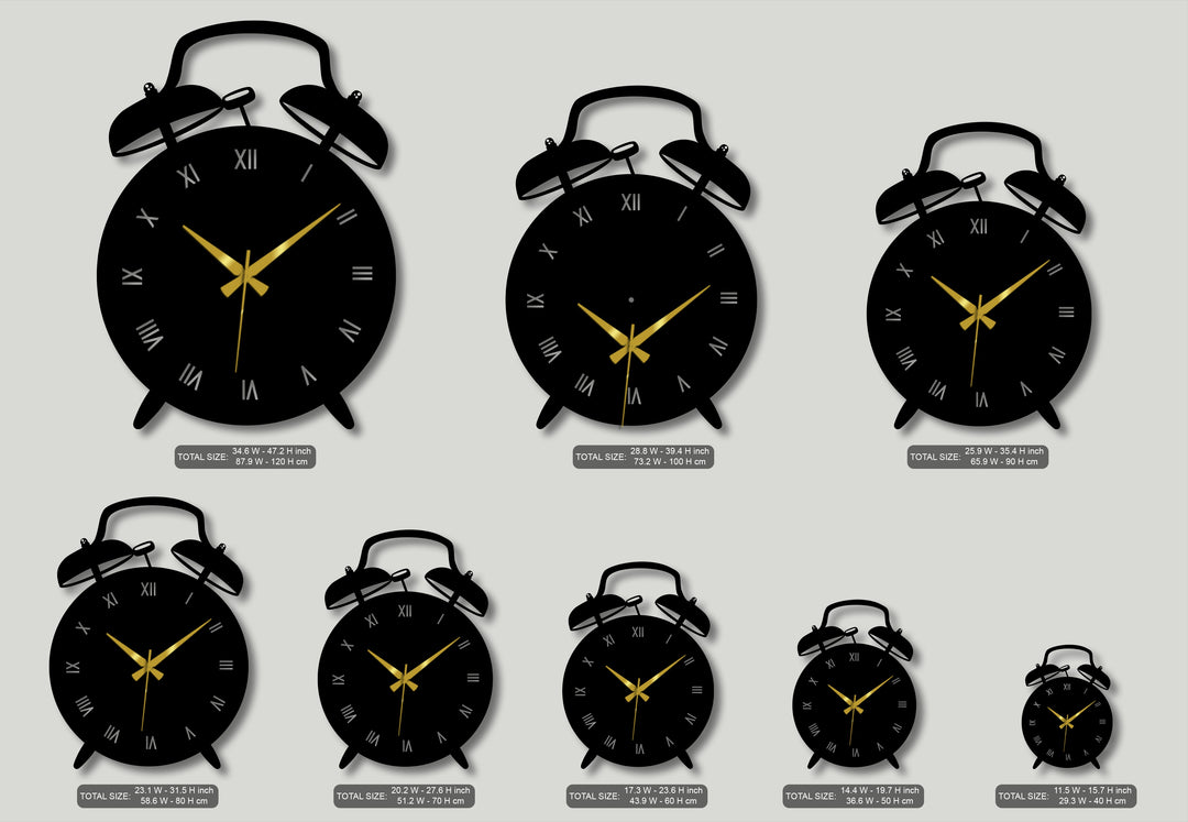 Vintage Alarm Clock Shape Modern Metal Wall Clock