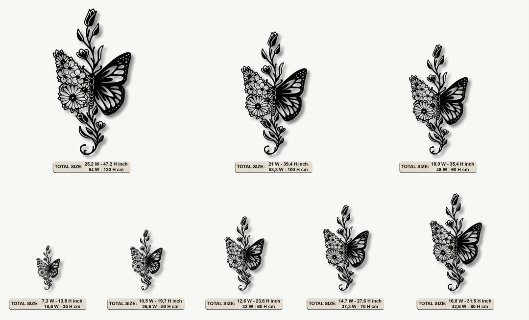 Floral Butterfly Fusion – Elegant Nature Metal Wall Art