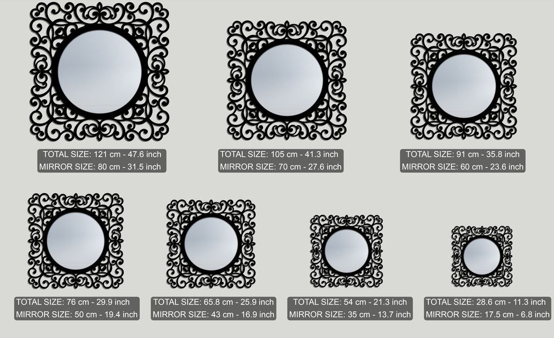 Llave griega redonda decorativa Espejo De Pared – Decoración de pared con espejo clásico moderno