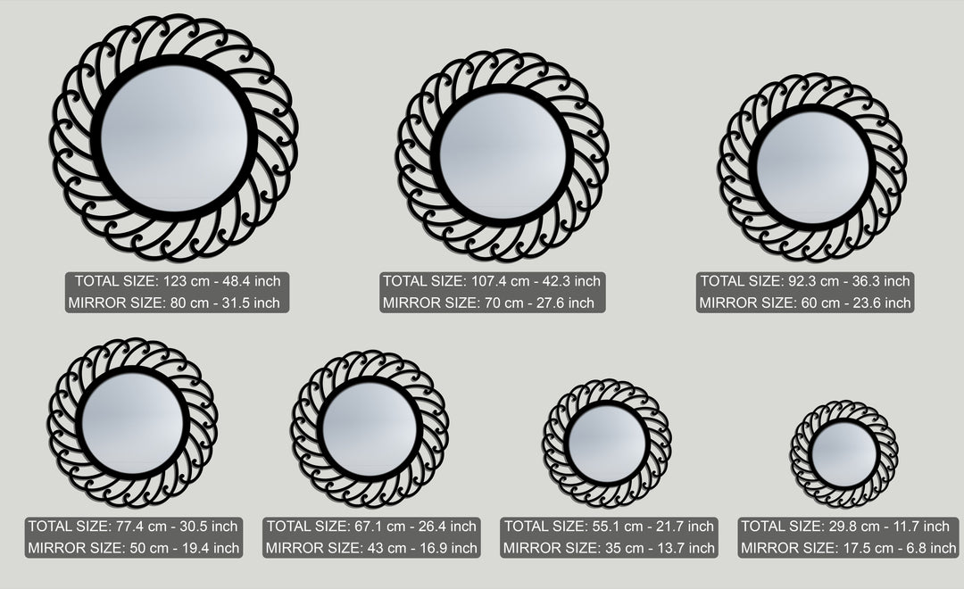Swirl Pattern Round Metal Wall Mirror – Elegant Spiral Design