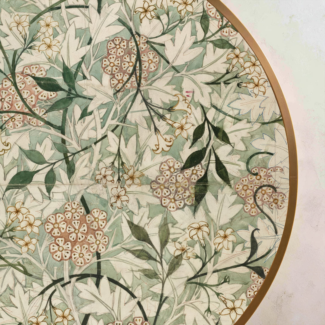 Vintage Garden Elegance – Botanical Pattern Round Oil Painting