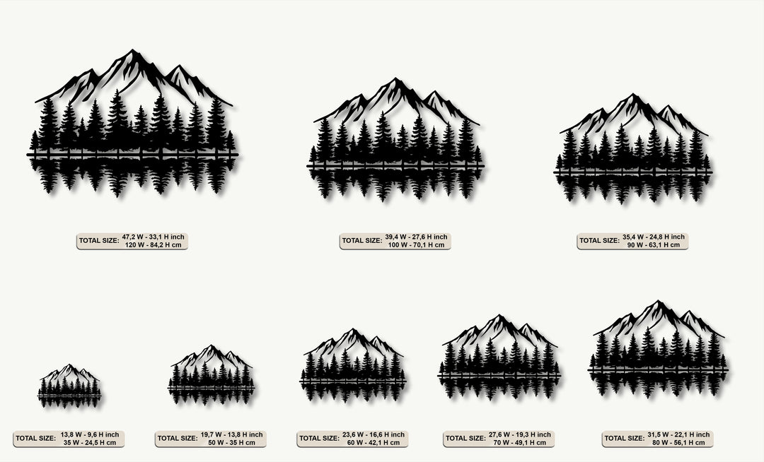 Mountain Forest Reflection Metal Wall Art – Nature Landscape Decor