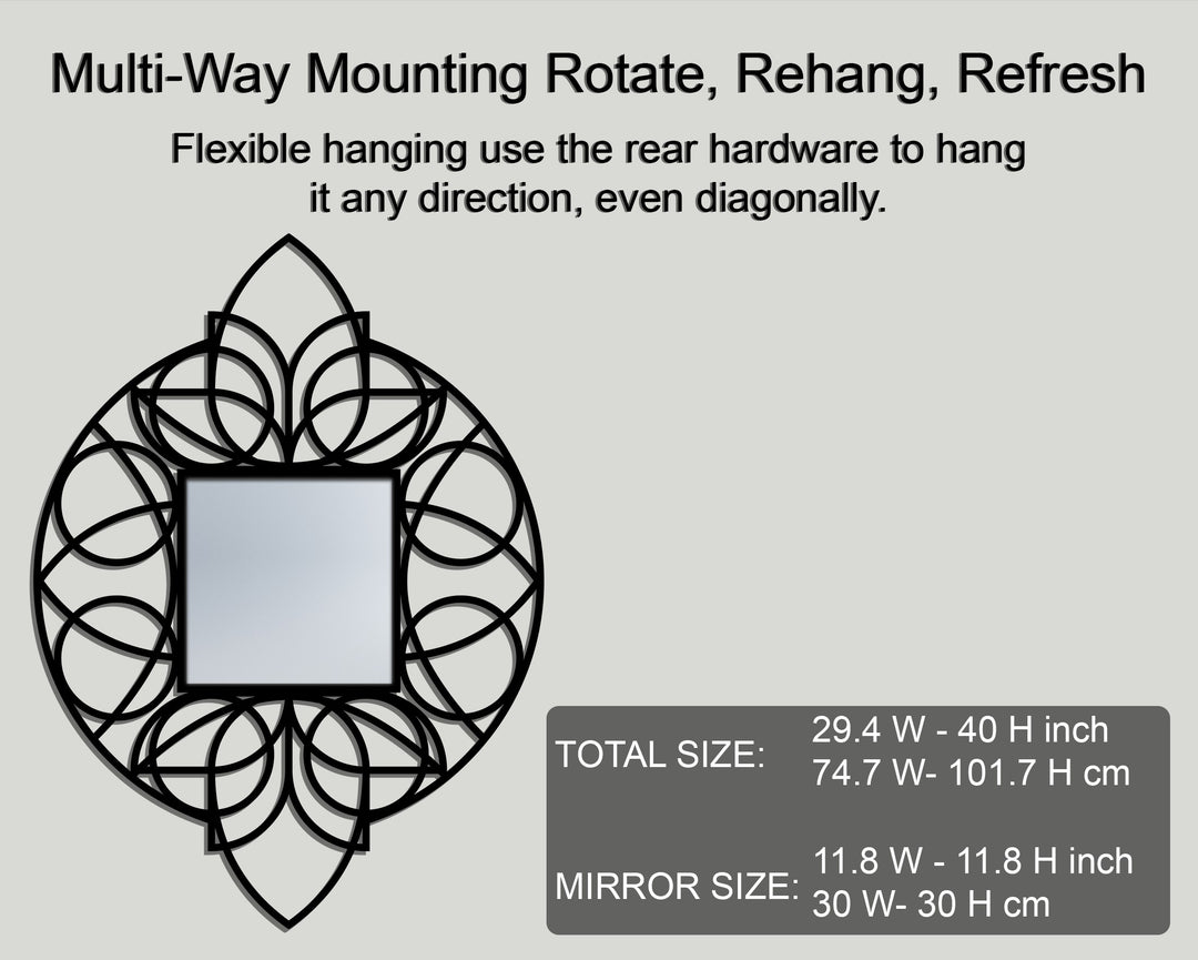 Llave griega redonda decorativa Espejo De Pared – Decoración de pared con espejo clásico moderno