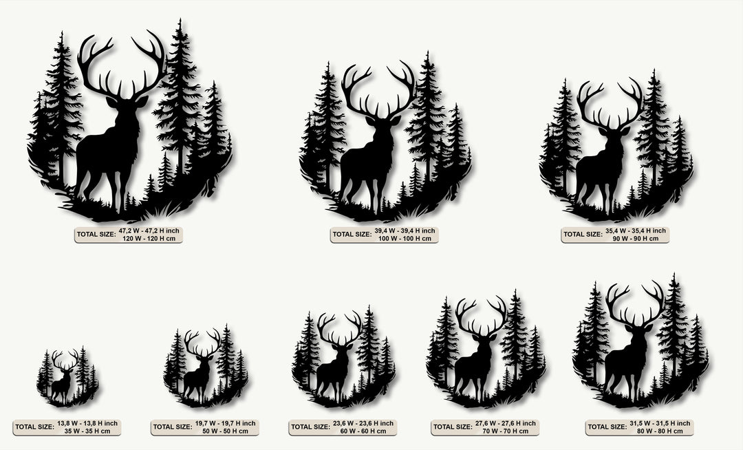Majestic Deer Forest Metal Wall Art – Wildlife Nature Decor