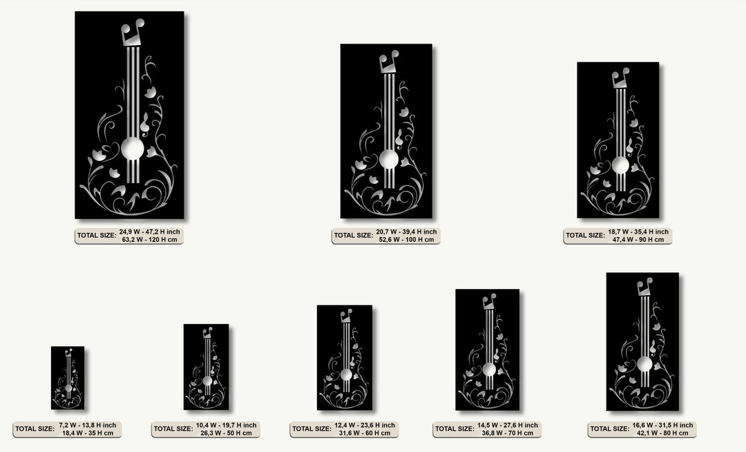 Floral Guitar Metal Wall Art – Elegant Music-Inspired Design