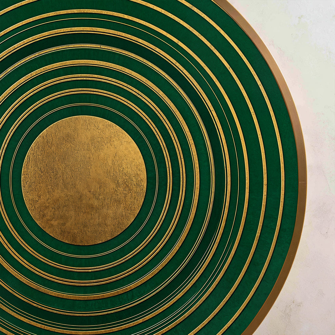 Emerald Orbit Rings – Luxe Geometric Round Oil Painting