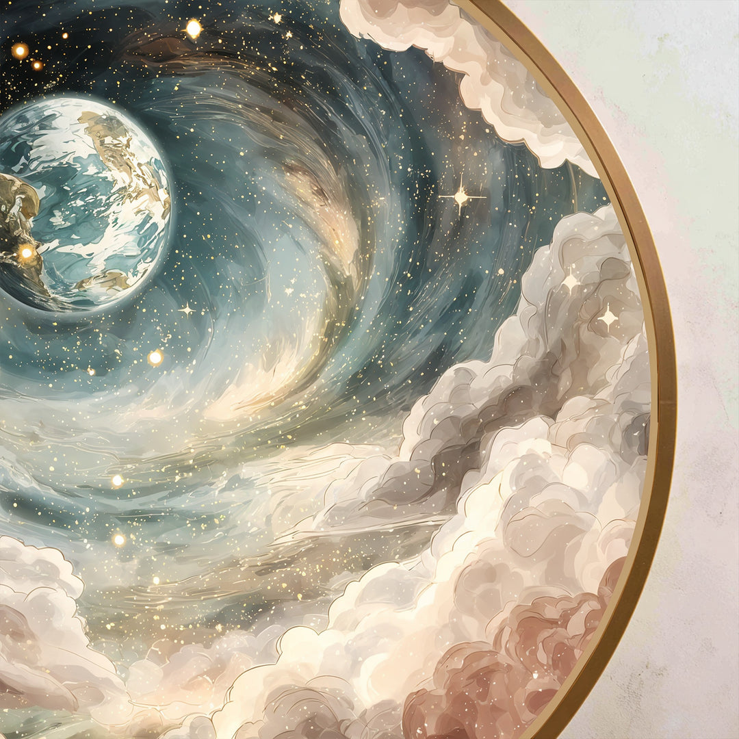 Sueño Espiral Celestial – Tierra Cósmica Redonda Cuadro al óleo