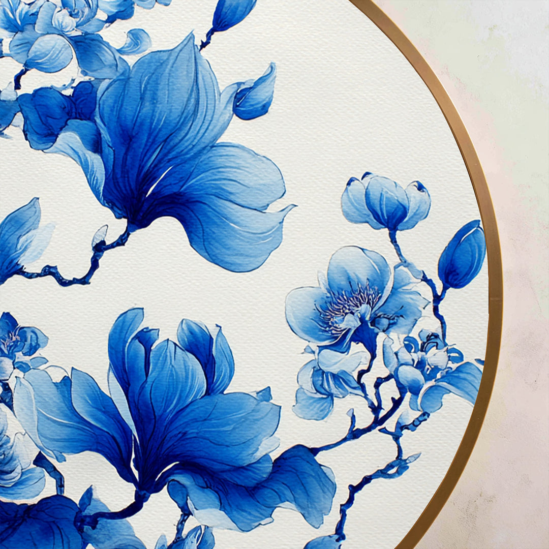 Flores de magnolia azul – Elegantes y redondas Cuadro al óleo