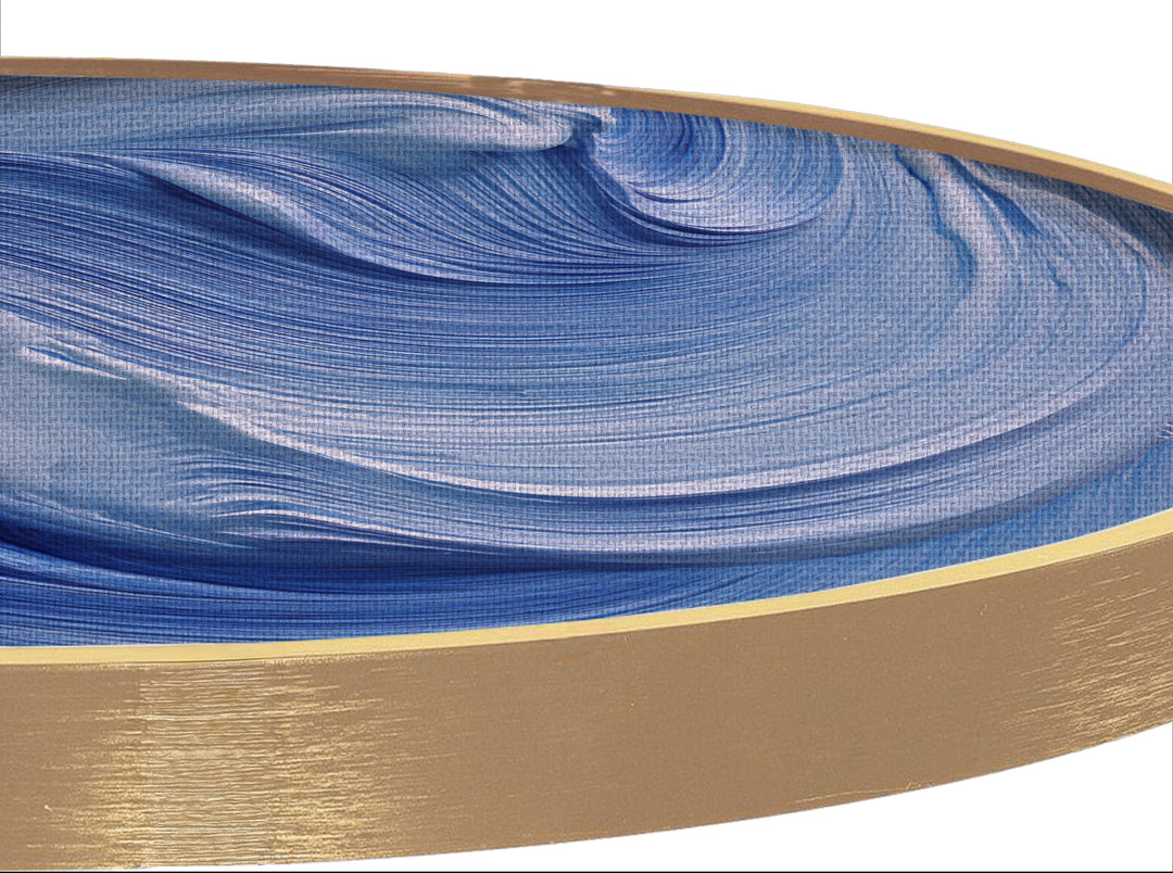 Ocean Flow Blue Abstract Round Canvas Print – Modern Wave Wall Art