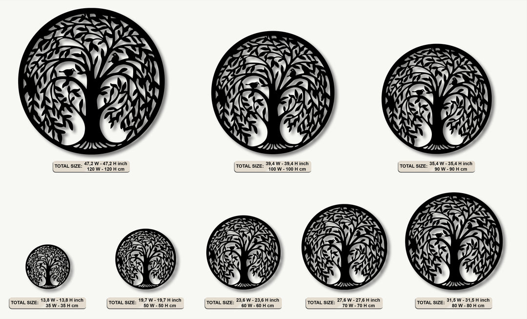 Tree of Life Round Metal Wall Art – Nature-Inspired Circular Silhouette Decor