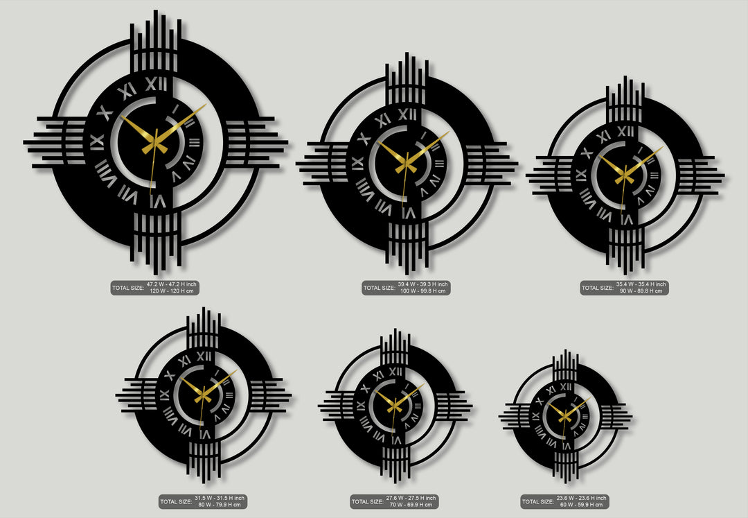 Modern Roman Numeral Geometric Metal Wall Clock