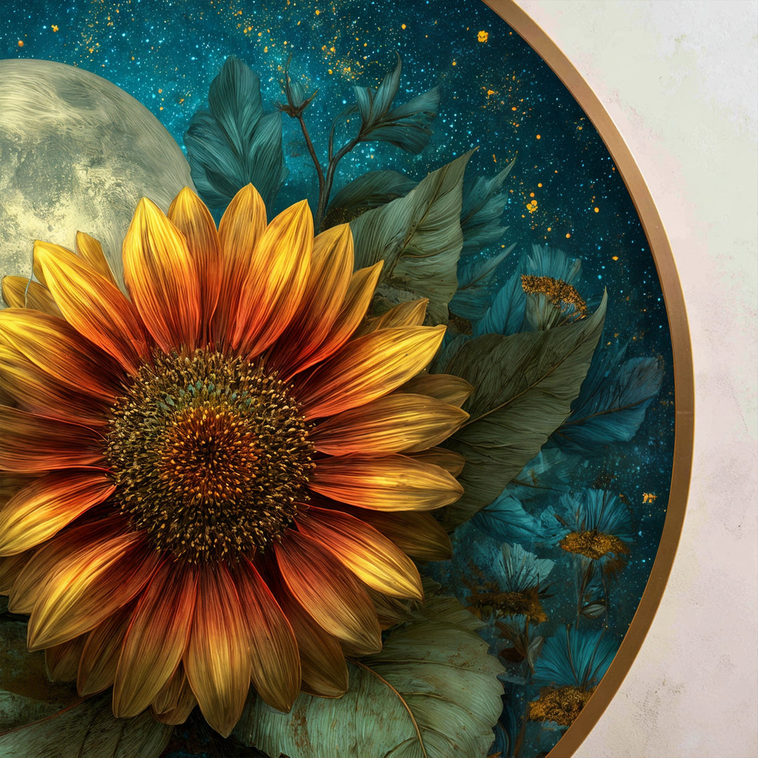 dreamy floral round oil painting